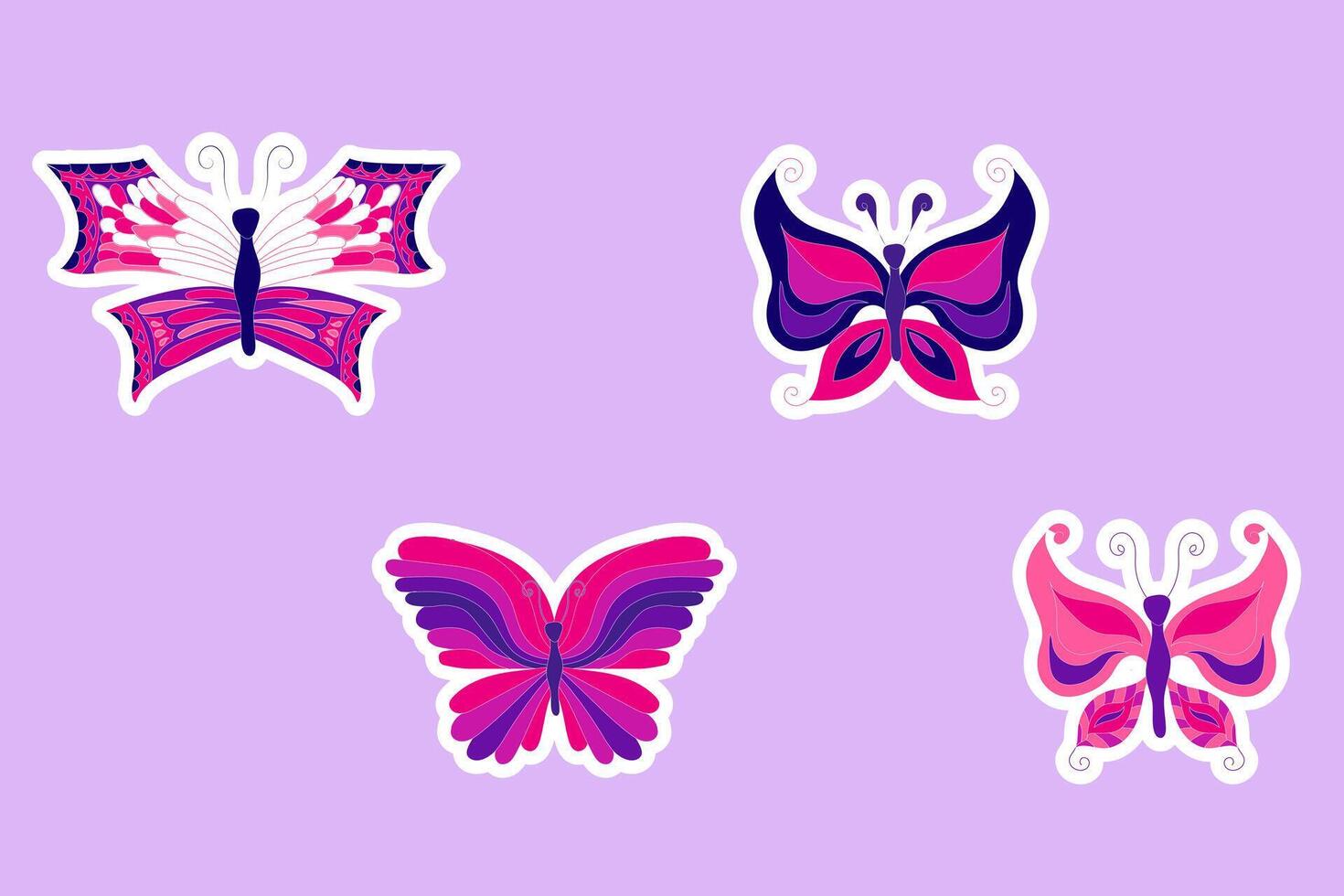 set of butterfly stikers vector
