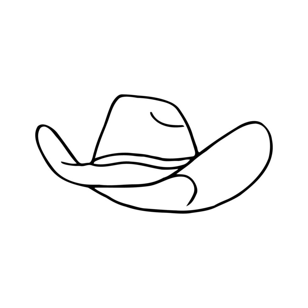 cowboy hat bottom view - hand drawn outline drawing vector