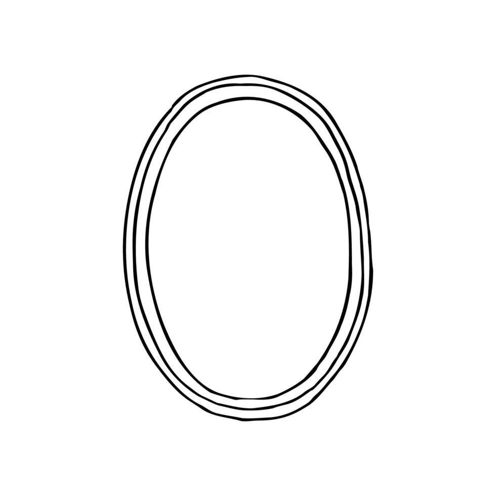 oval vertical frame - hand drawn outline drawing vector