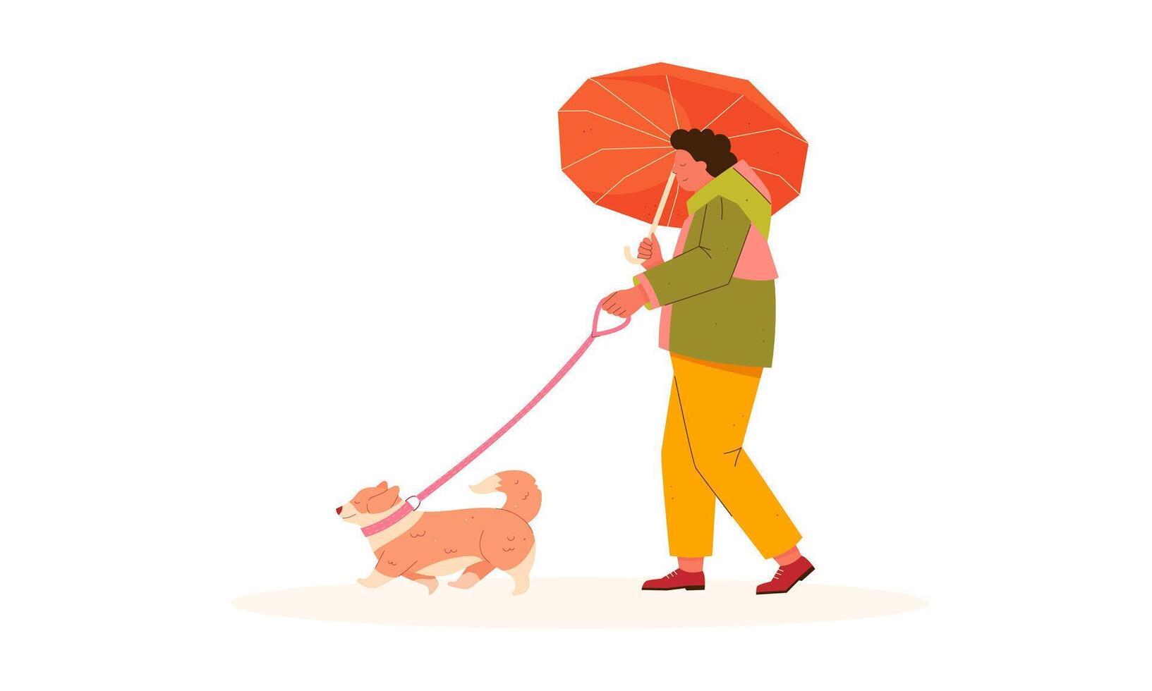 autumn people park. Man walking with dog vector