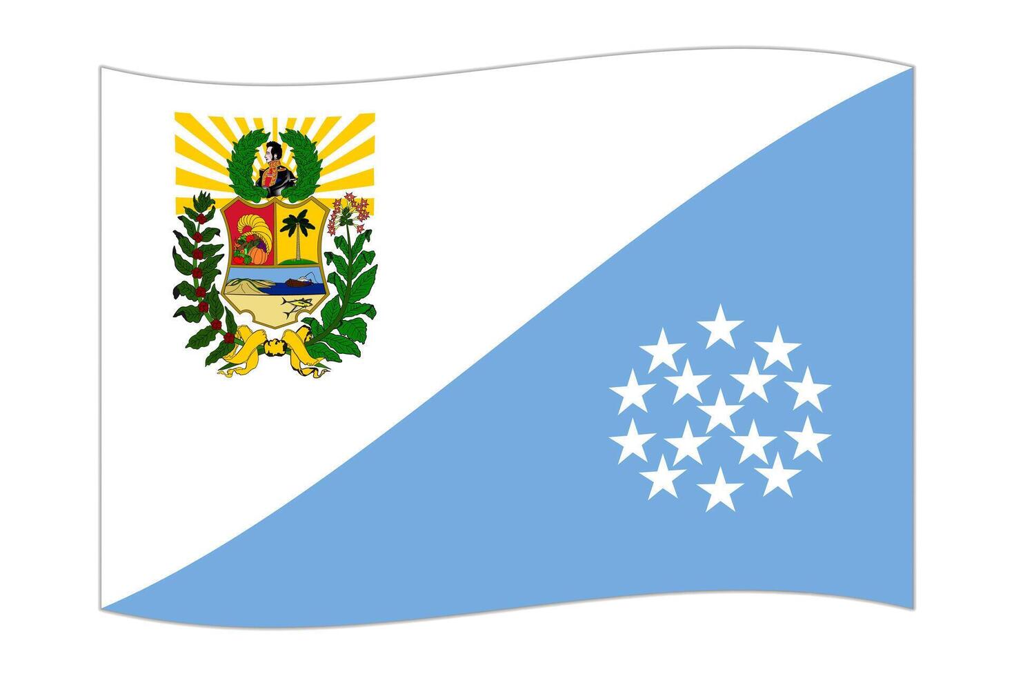 Waving flag of Sucre State, administrative division of Venezuela. illustration. vector