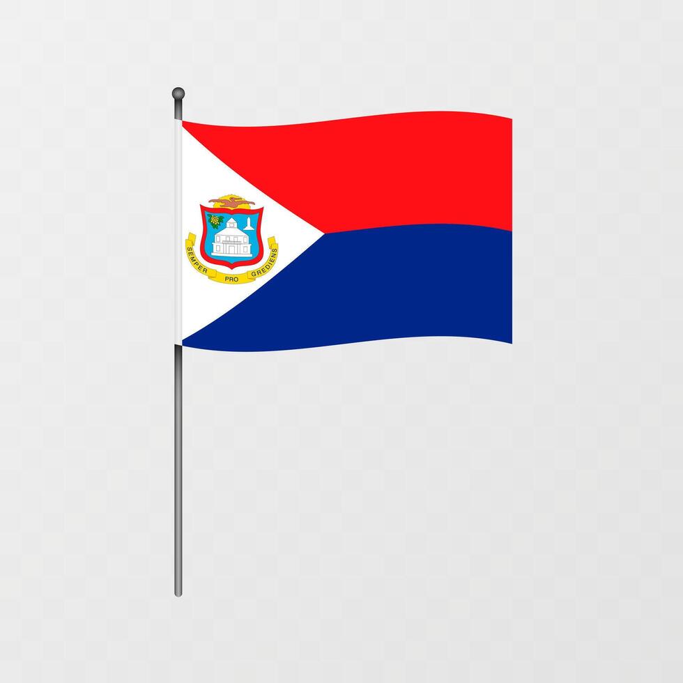 Sint Maarten flag on flagpole. illustration. vector