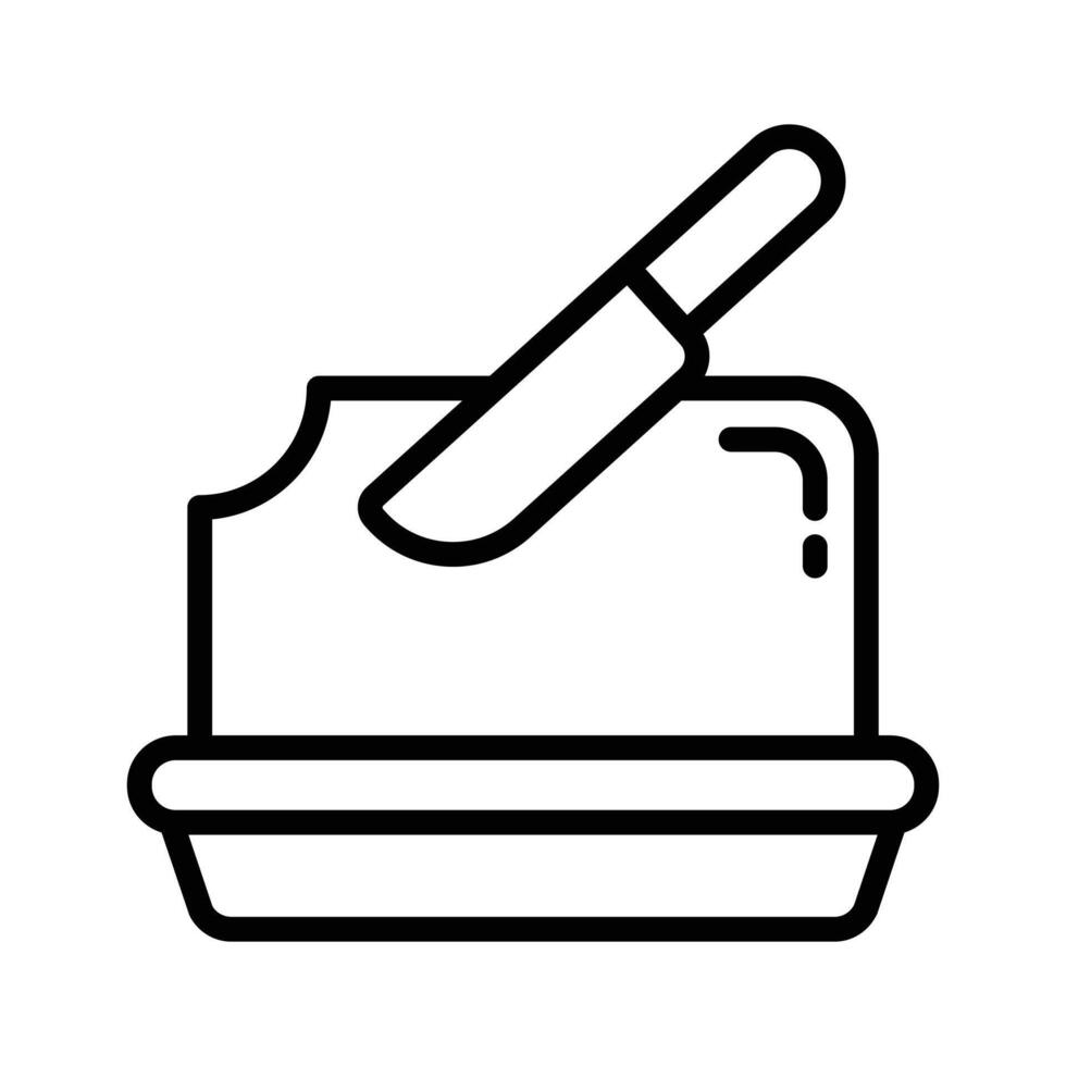 Culinary butter with breakfast knife, butter block icon design vector