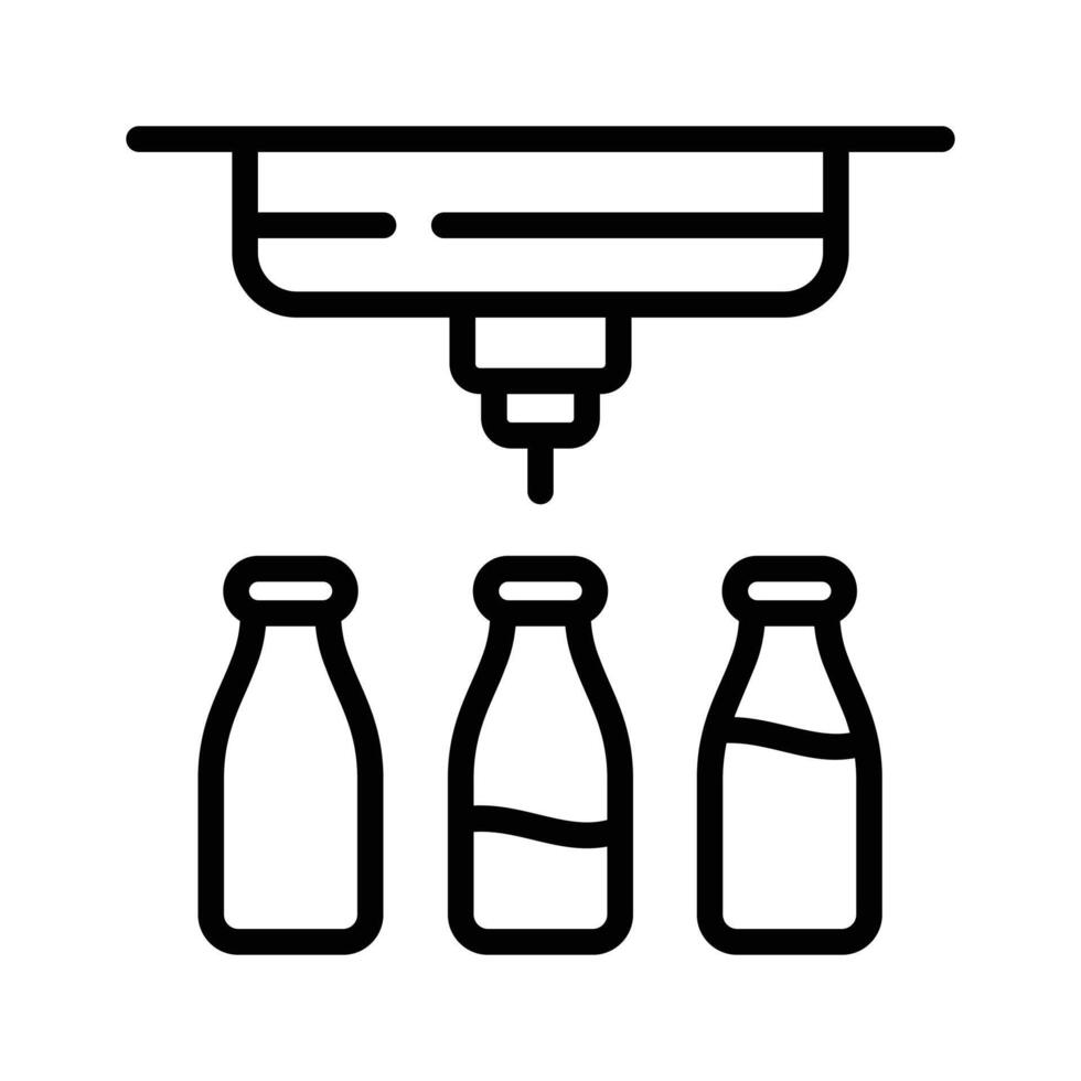 Milk bottles filling with machines, concept icon of mass milk production vector