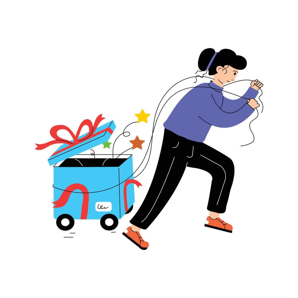 Trendy illustration of gift hamper vector