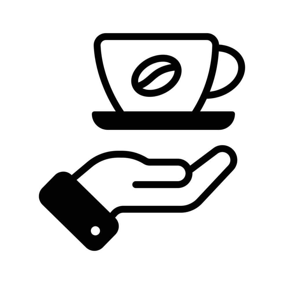 Hand holding coffee cup, icon of coffee cup in modern style vector
