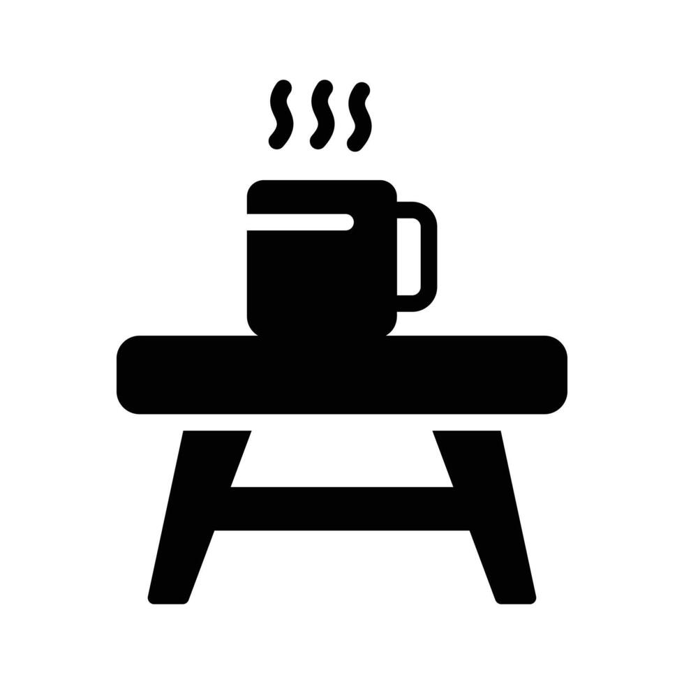 A coffee cup laying on the table, icon of coffee table vector
