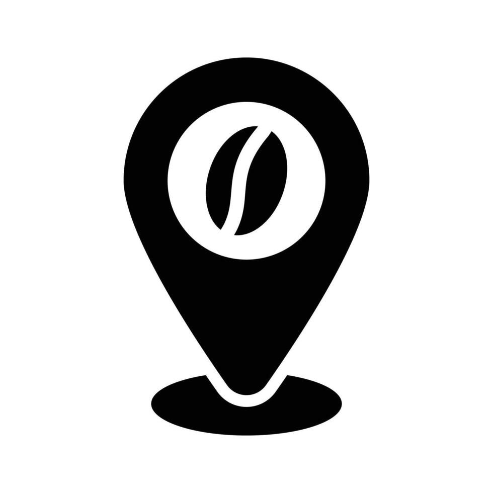 Coffee bean inside map pointer denoting icon of coffee shop location vector