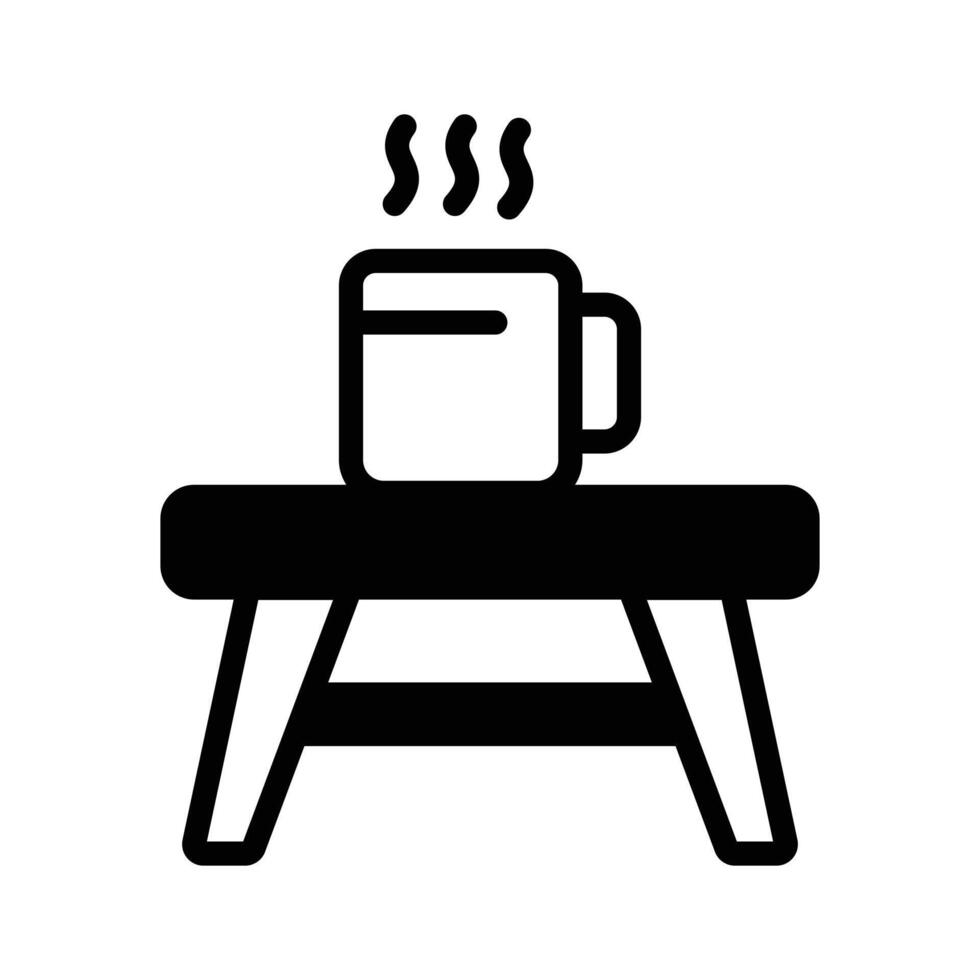 A coffee cup laying on the table, icon of coffee table vector