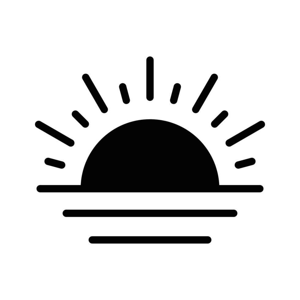 A sunrise icon depicting the sun rising over the horizon, symbolizing a new day and fresh beginnings. vector
