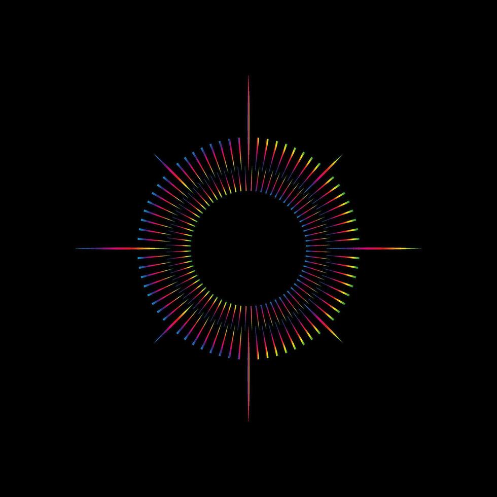 Circular equalizer musical symbol. Sound wave icon. Illustration isolated on a dark background vector