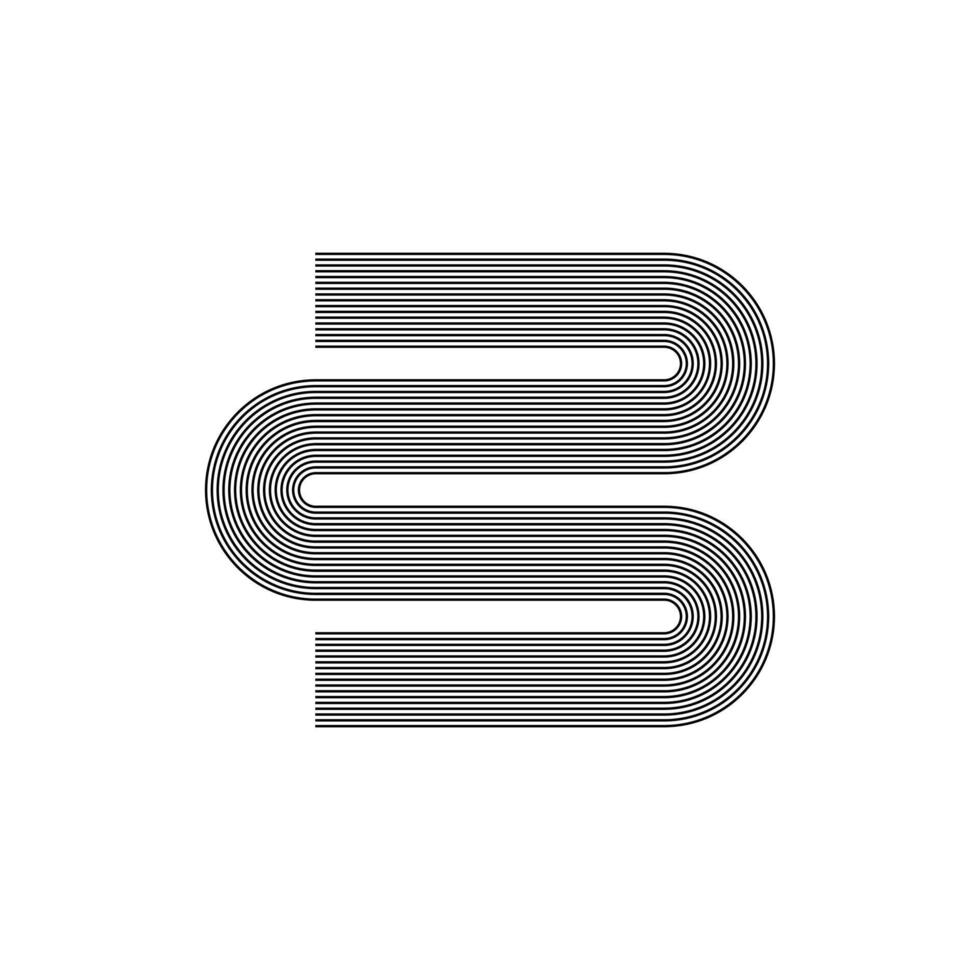 Abstract black arc lines on white background, linear swirls path banner template vector