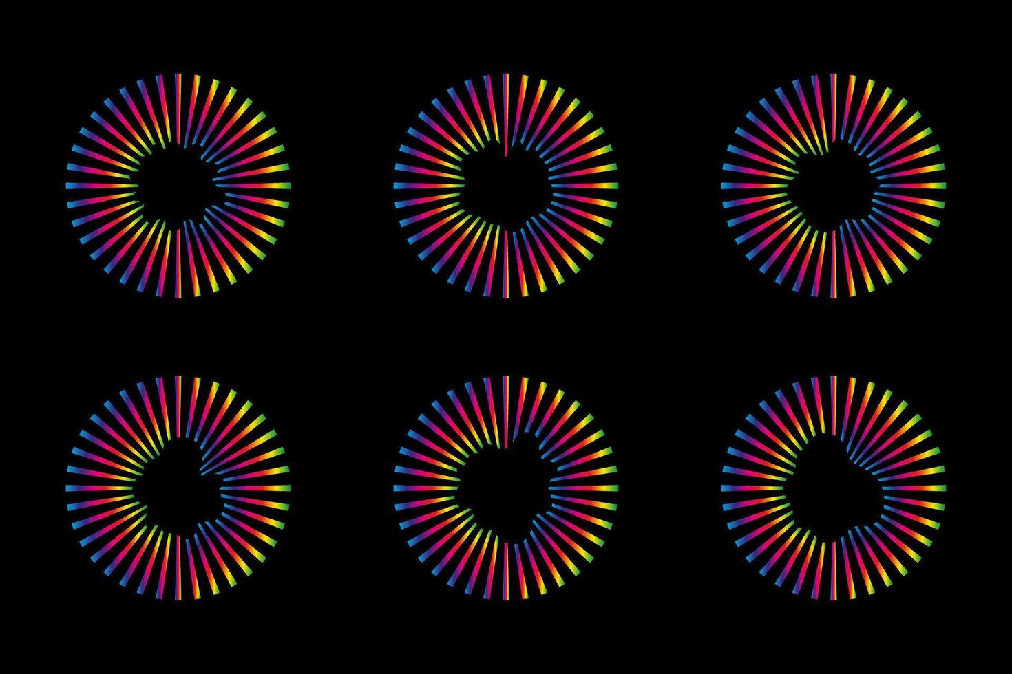 Sound waves equalizer spectrum set, Radio frequency Circle audio waves. illustration design elements isolate vector