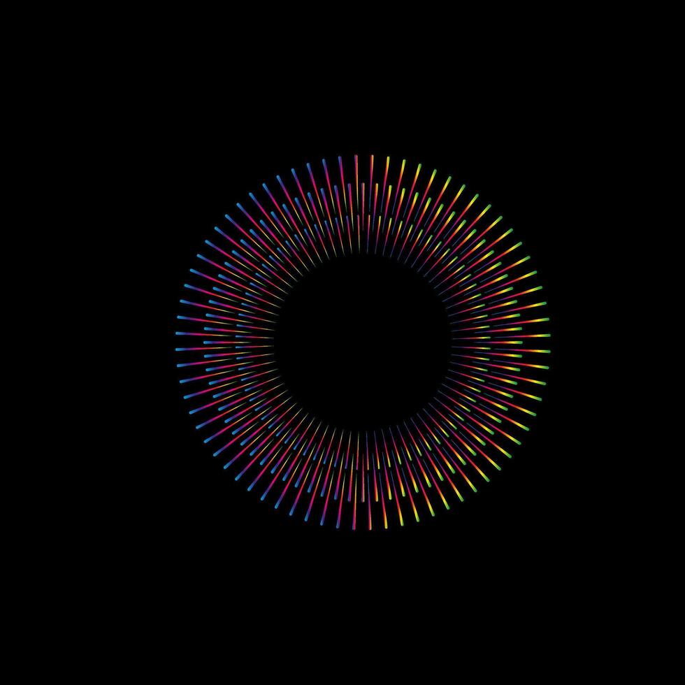 Circular equalizer musical symbol. Sound wave icon. Illustration isolated on a dark background vector