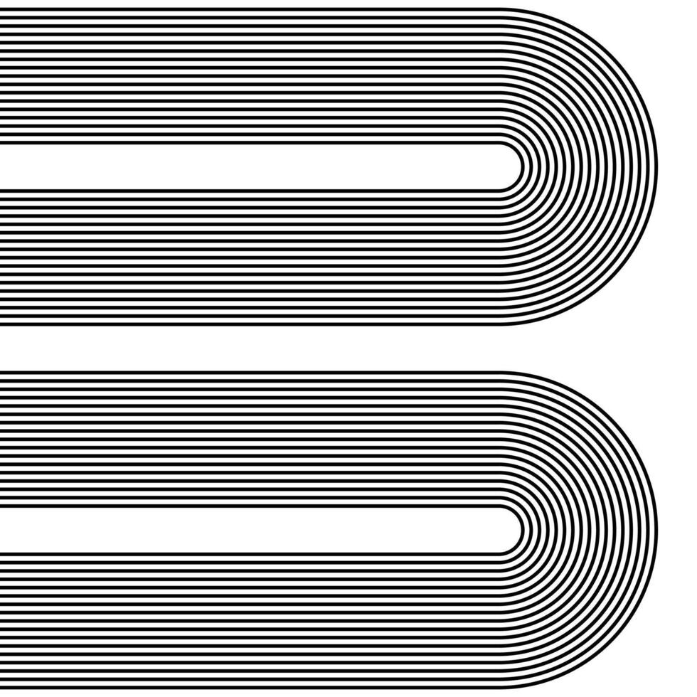 Abstract black arc lines on white background, linear swirls path banner template vector
