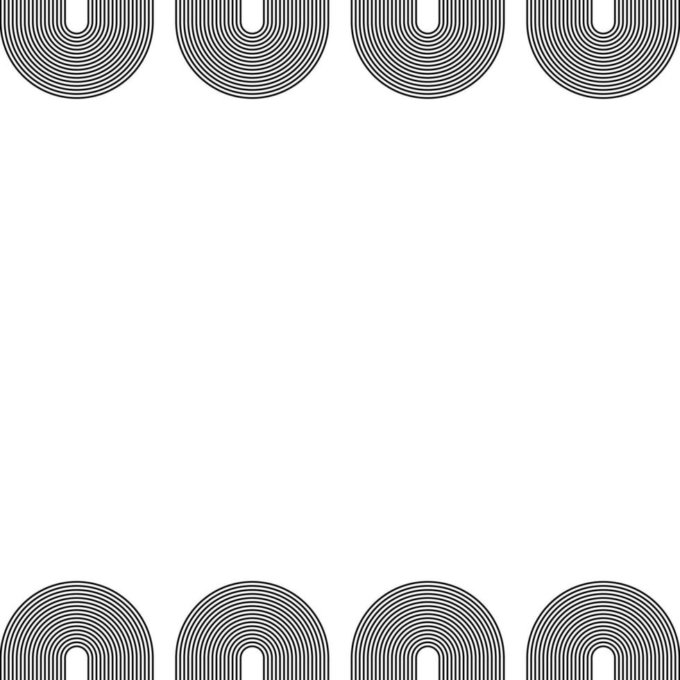 Abstract black lines circles on a white background frame, Linear curls path banner template vector
