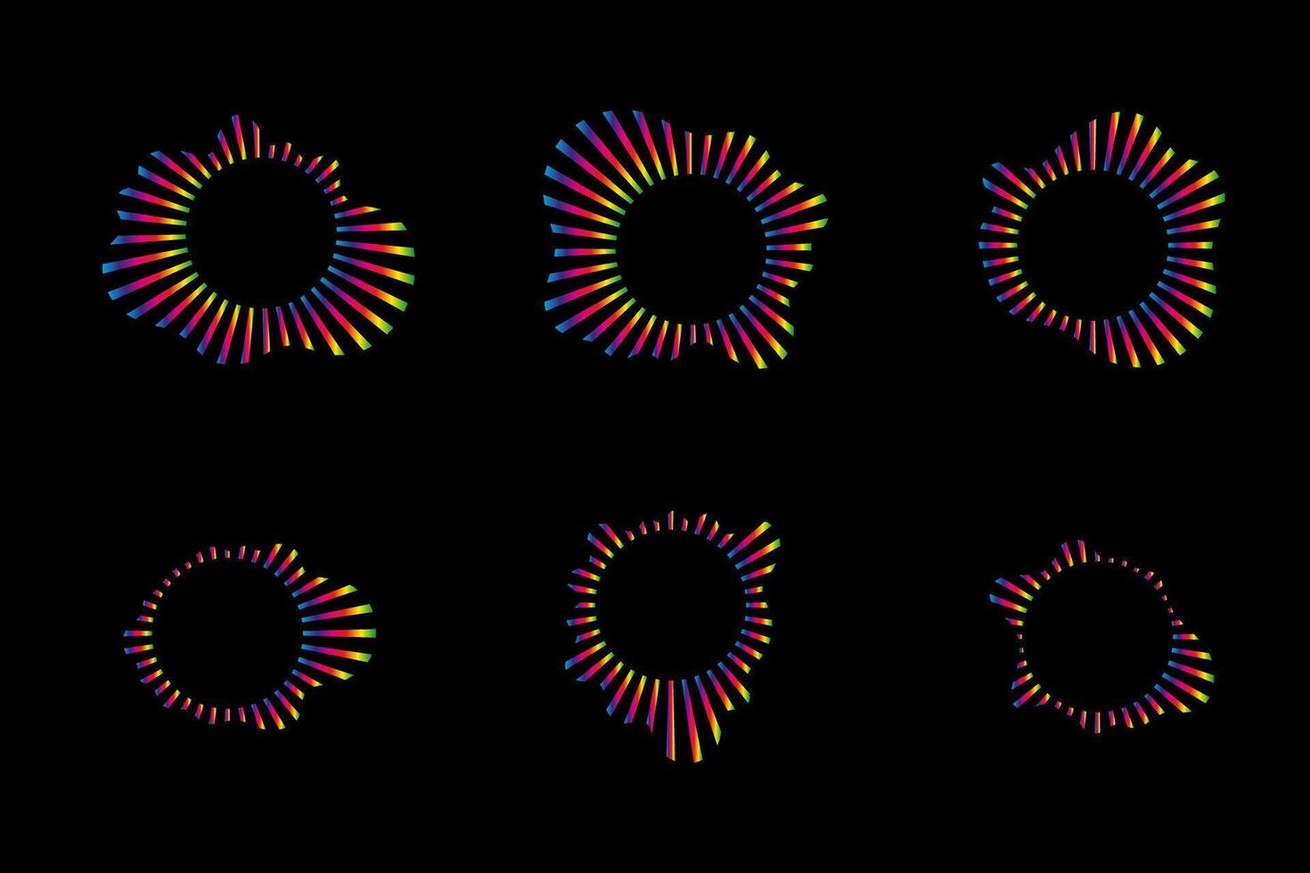 Sound waves equalizer spectrum set, Radio frequency Circle audio waves. Illustration design elements isolate vector