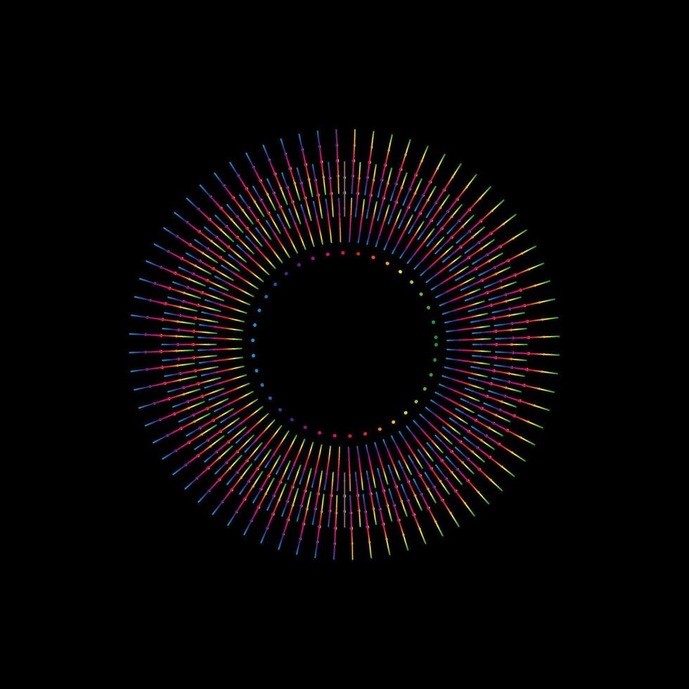 Circular equalizer musical symbol. Sound wave icon. Illustration isolated on a dark background vector