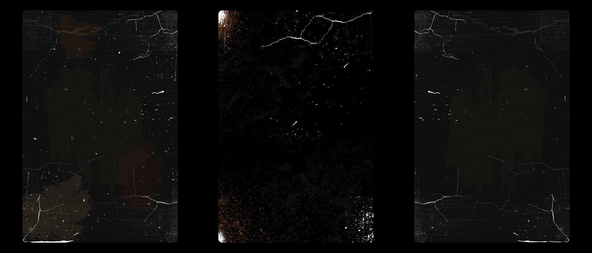 Old vintage grunge paper texture set. Worn grainy overlay distressed background. Torn and crumpled pattern for poster or vinyl album cover. illustration of a rough, shabby design vector