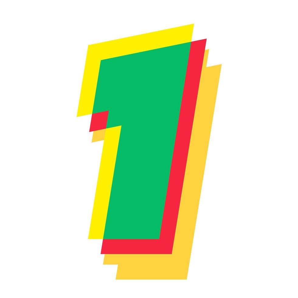 1 number 3d style colorful modern typography vector