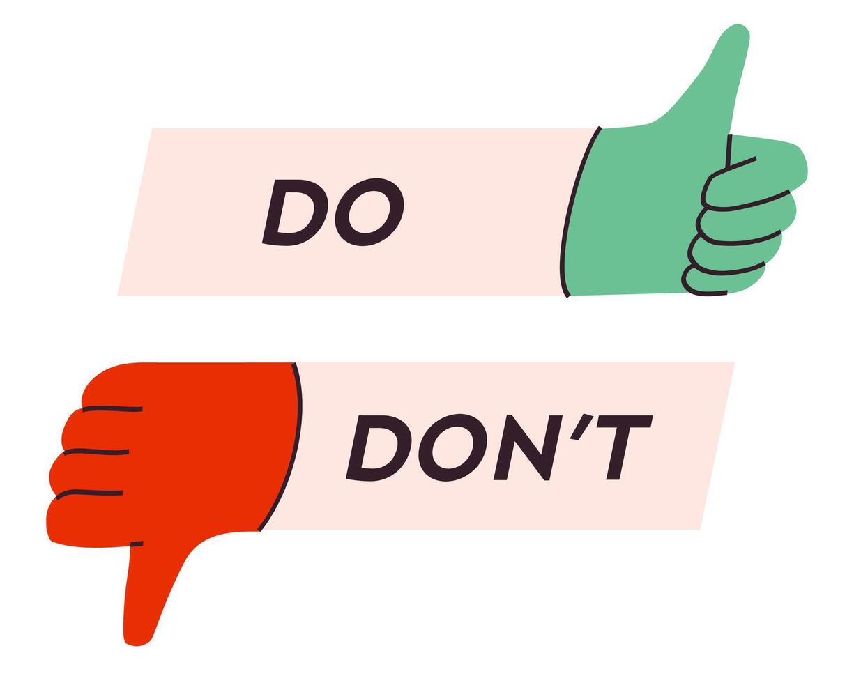 Do and dont sticker with hand vector