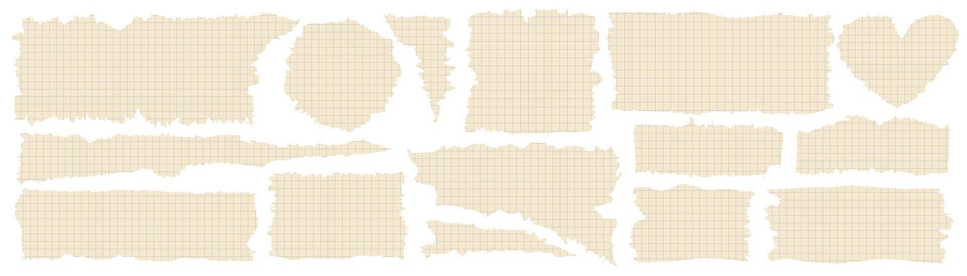 Torn paper edges checkered background set vector
