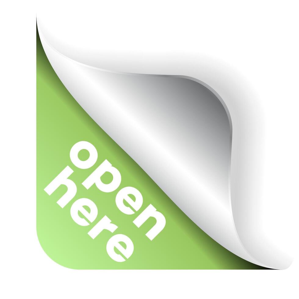 OPEN HERE special tag on box vector