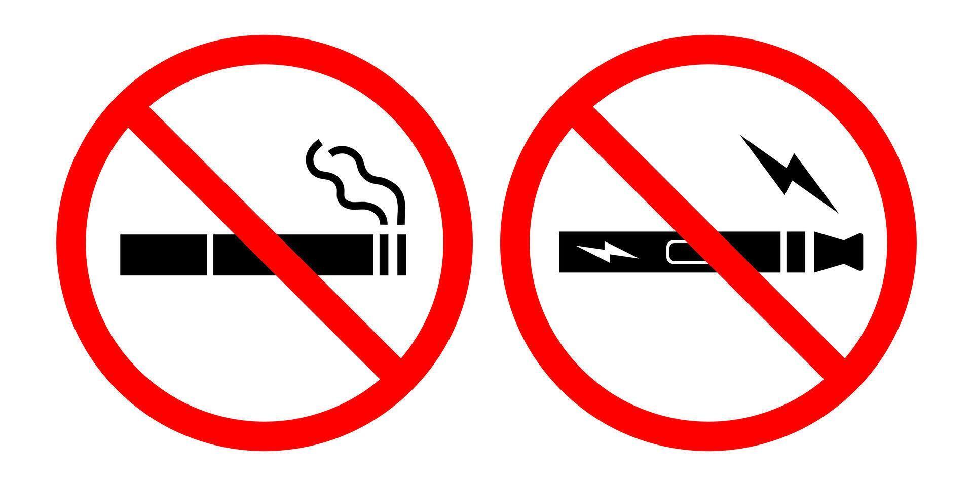 No smoking no vaping prohibition sign set vector