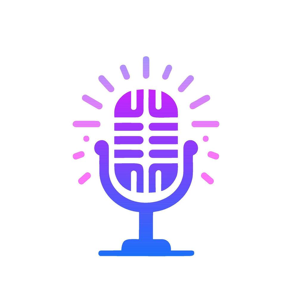 Vintage style old microphone icon. flat gradient style. vector