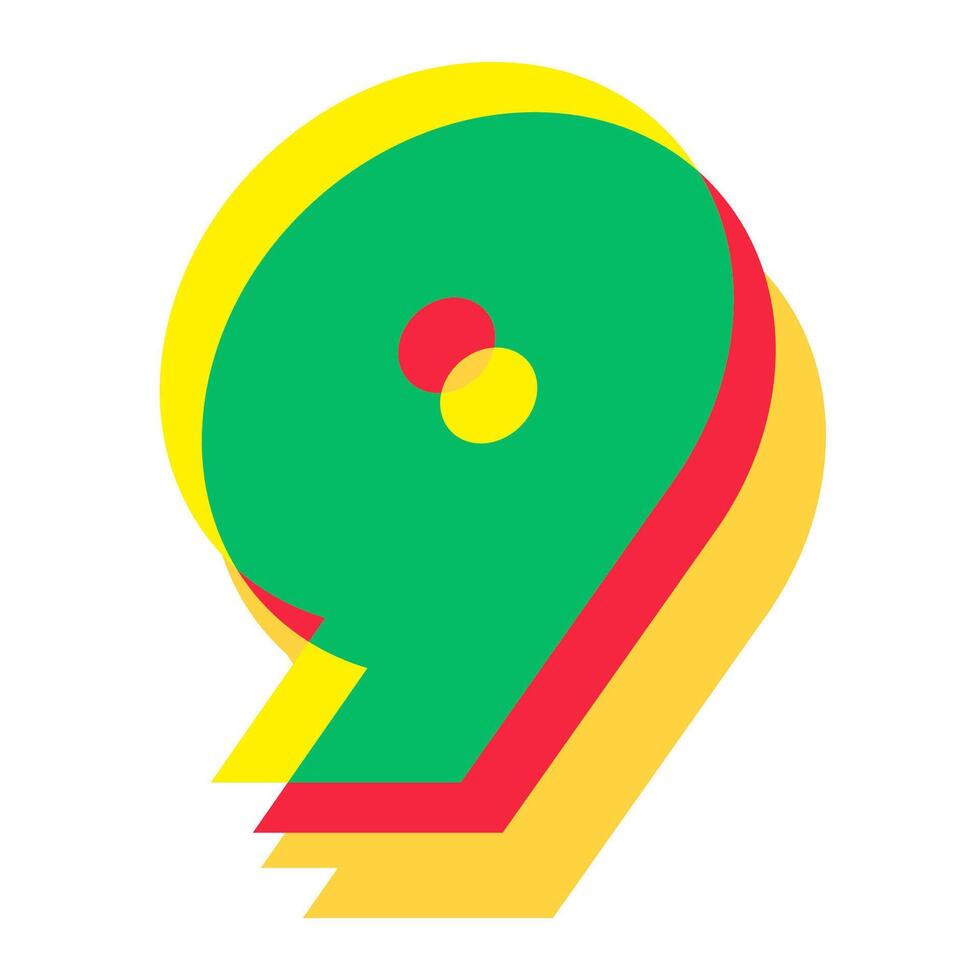 9 number 3d style colorful modern typography vector