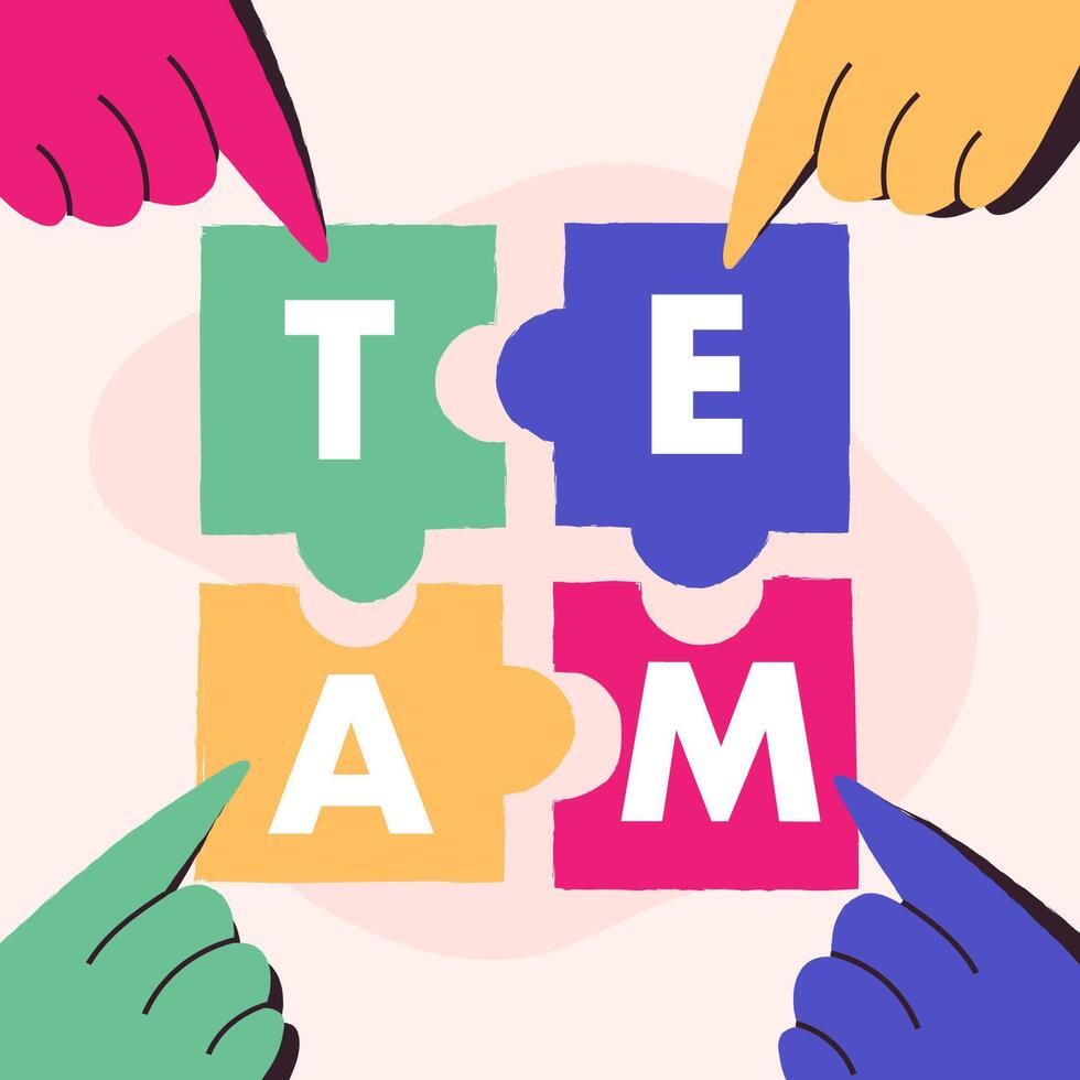 TEAM Puzzle Assembly Concept Illustration vector