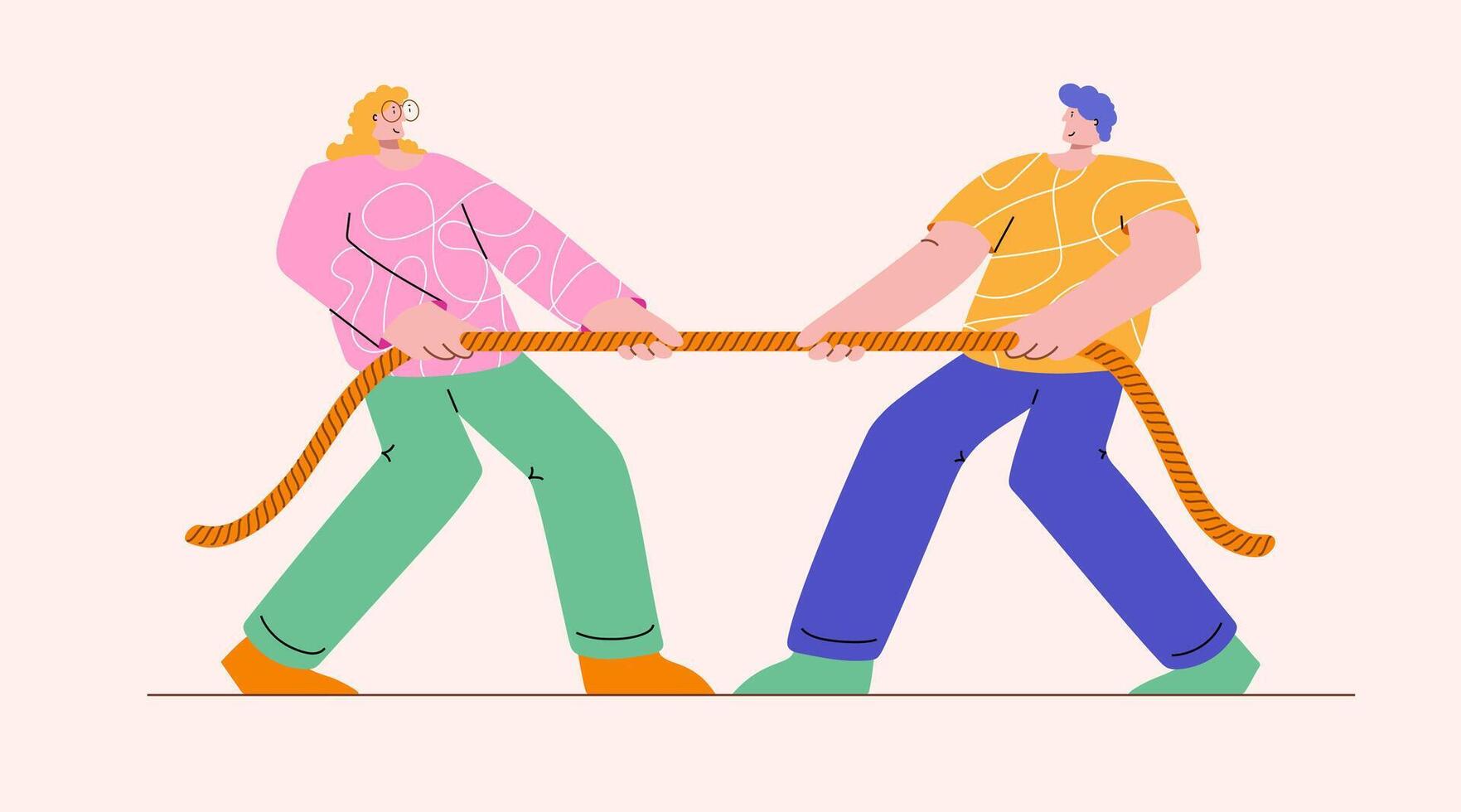 Tug of war competition illustration for teamwork vector