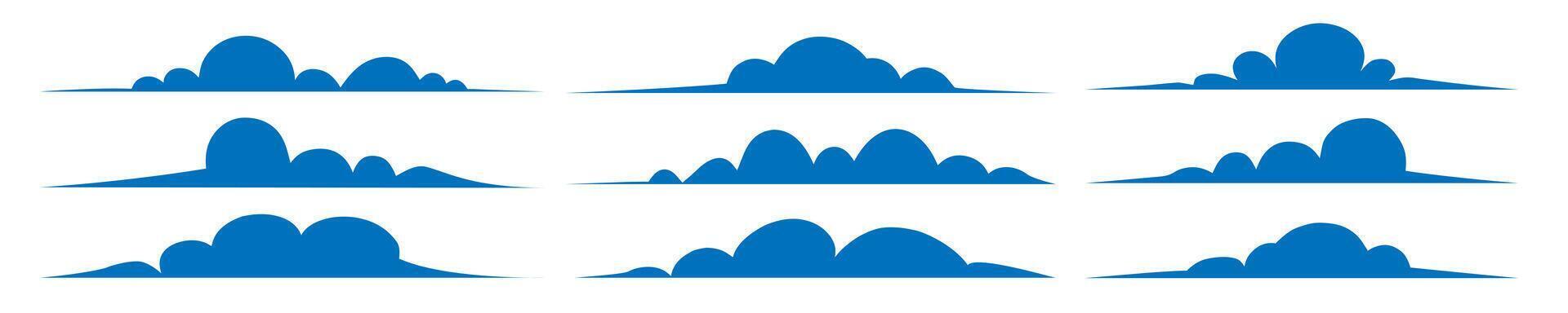 Clouds set flat cartoon blue color vector