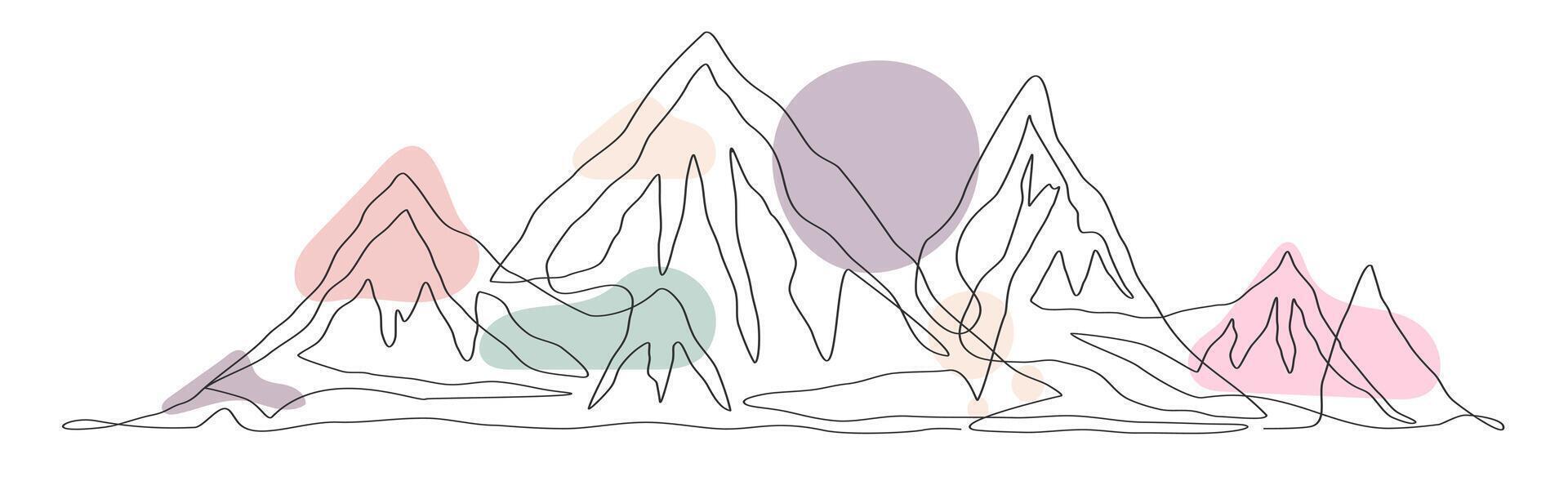 Mountain one line art boho style vector