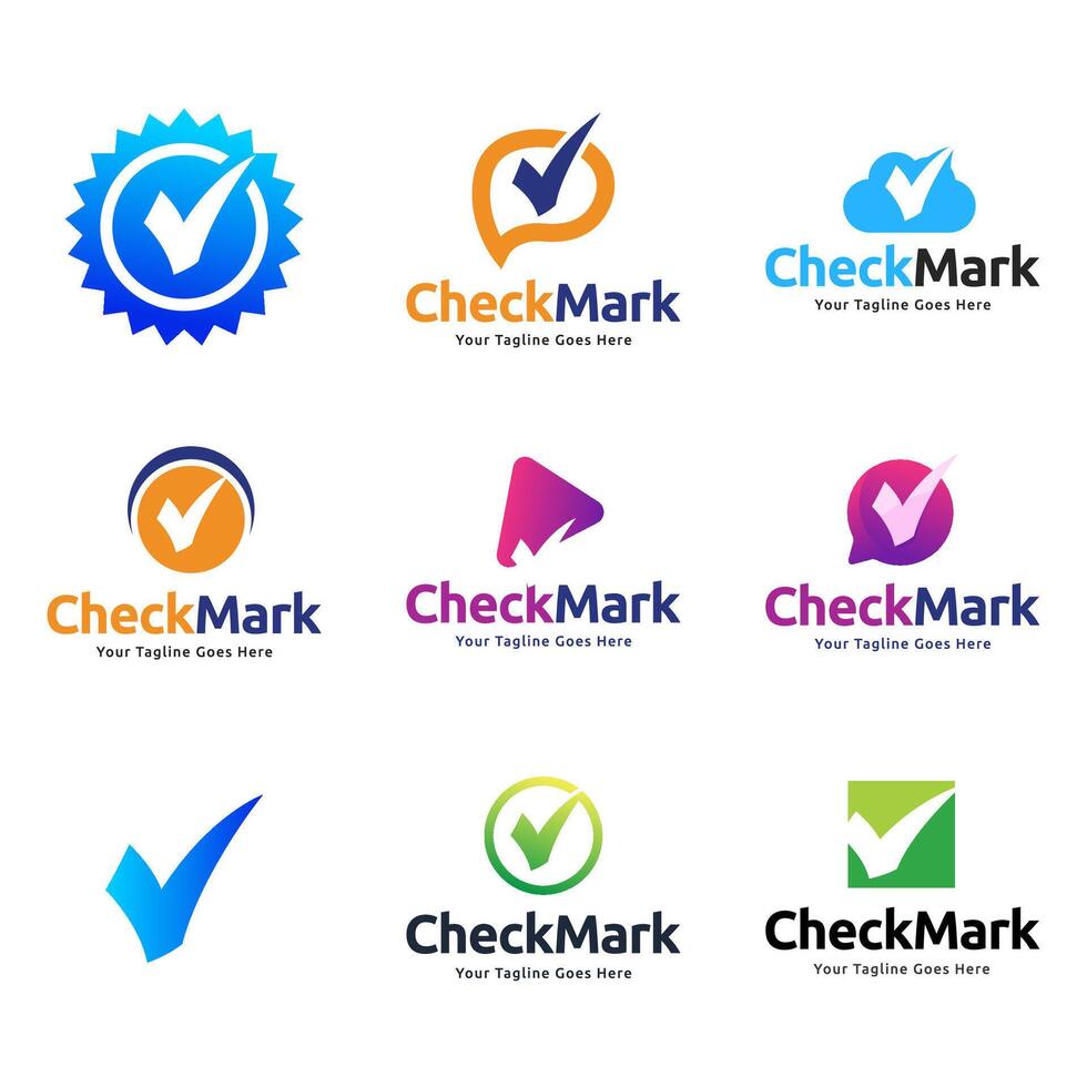 Set of Check mark icon logo design illustration vector