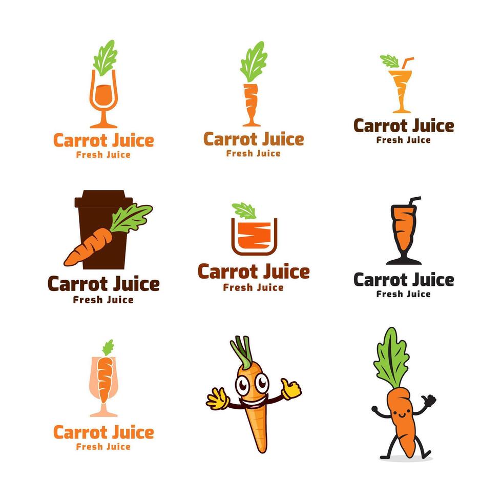 Set of Carrot juice Illustration Creative logo Design. vector