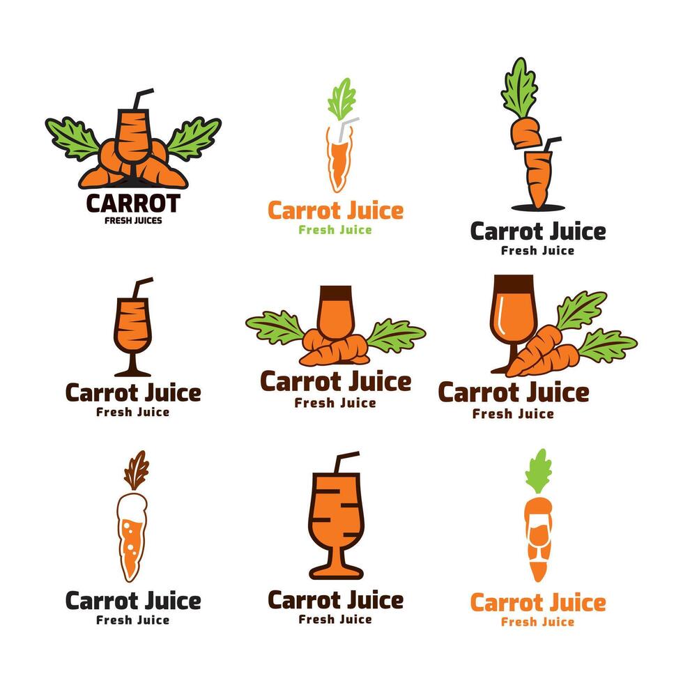 Set of Carrot juice Illustration Creative logo Design. vector