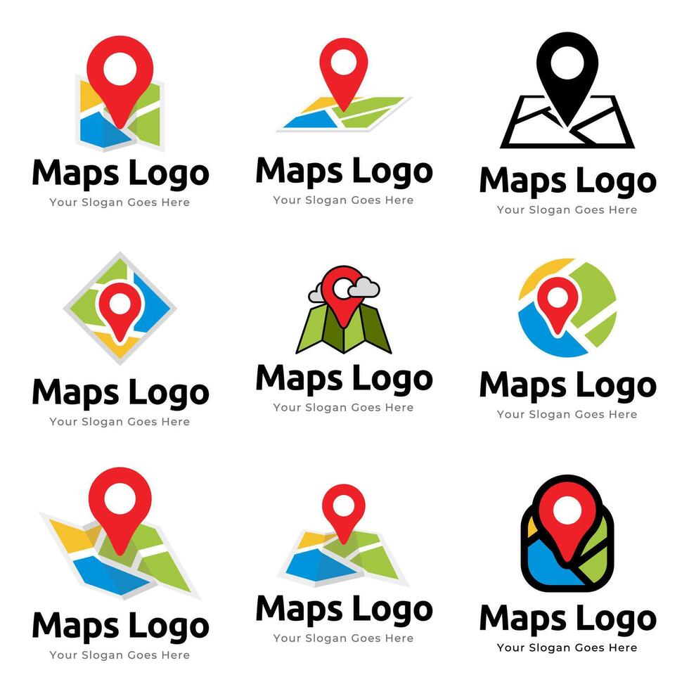 Set of Map Pin Point Icon Logo Design Element isolated on white background vector