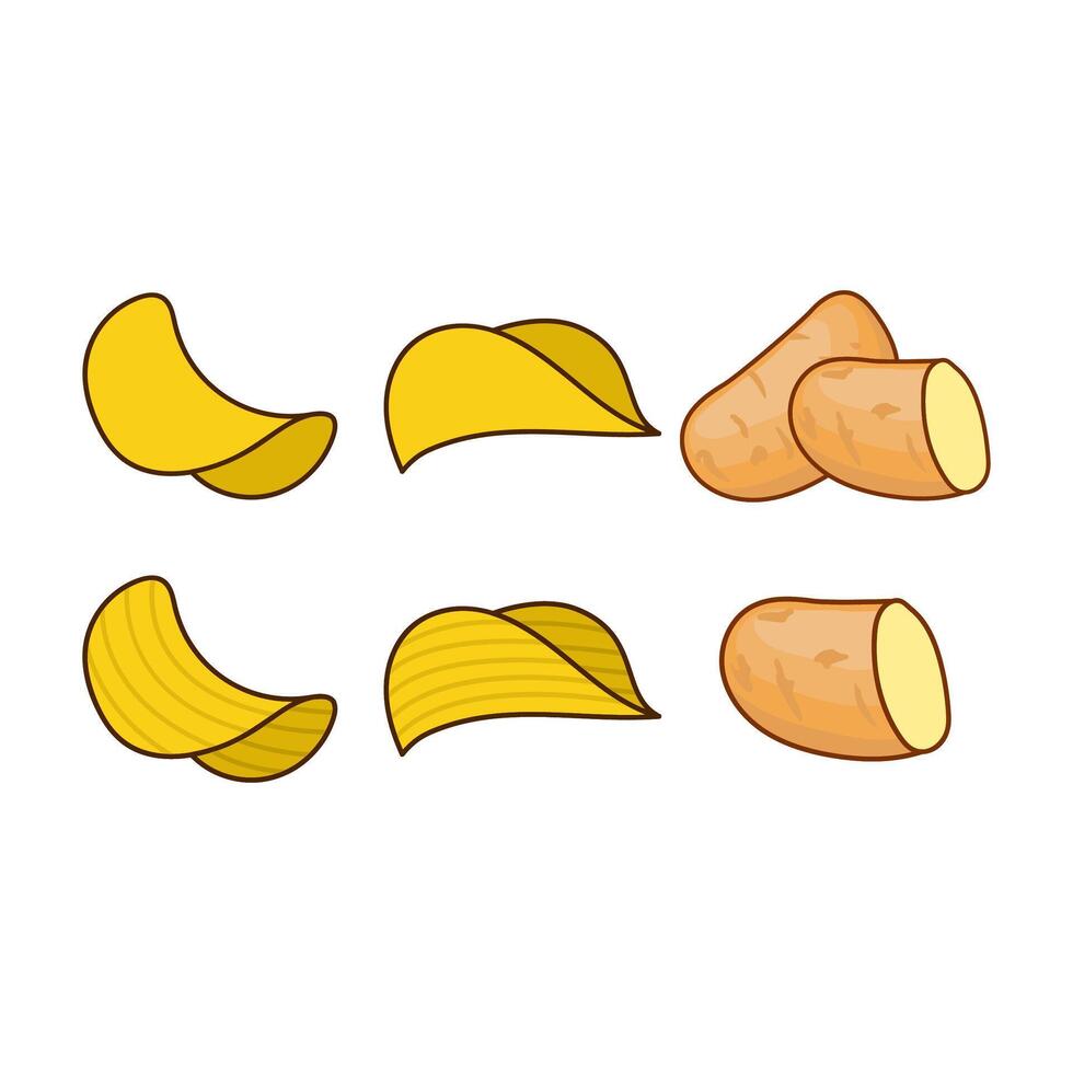 Icon set of Potato chips, Food and Snack logo with Simple Potato vector