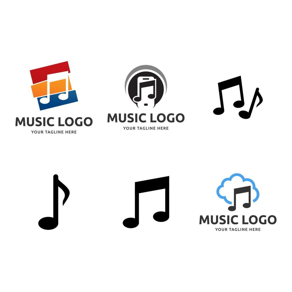 Set of Music logo graphic modern abstract vector