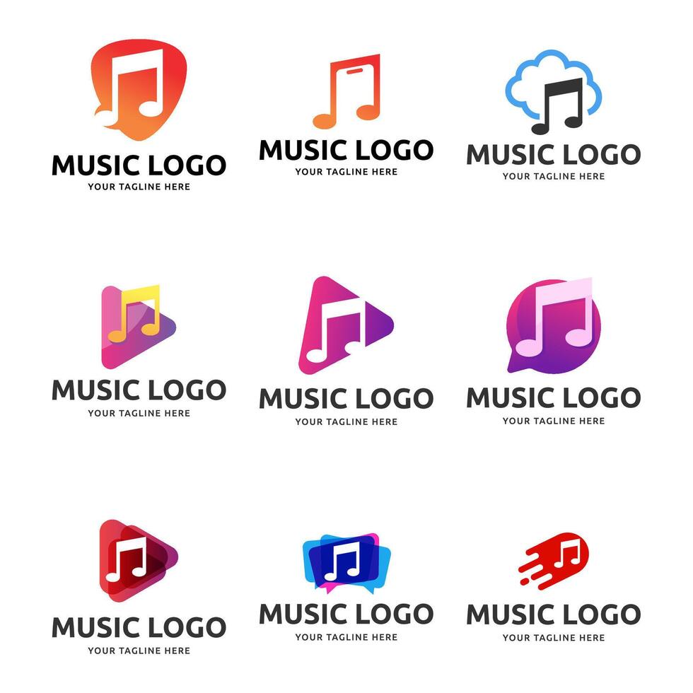Set of Music logo graphic modern abstract vector