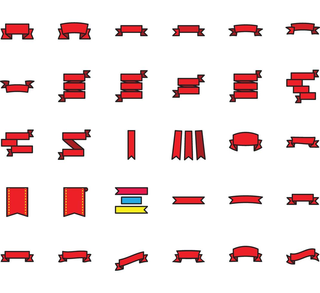 Ribbon banner icon outline illustration vector