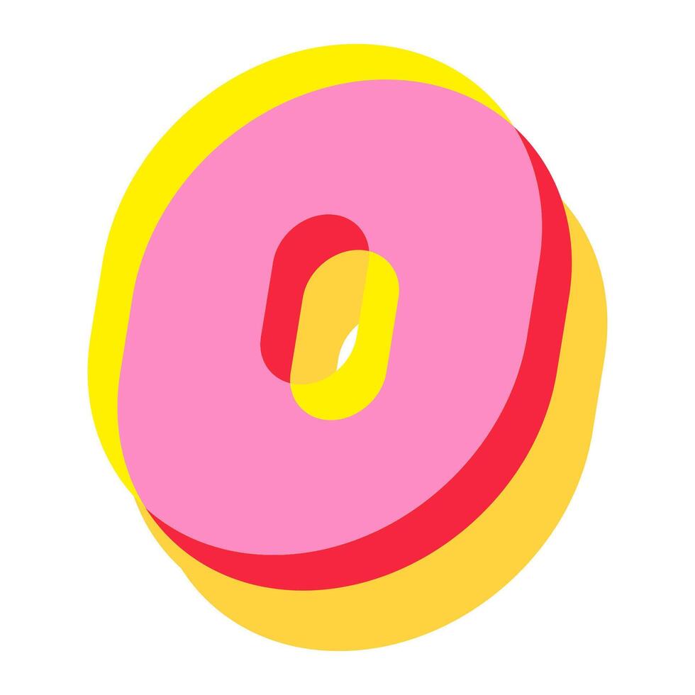 0 number 3d style colorful trendy typography vector