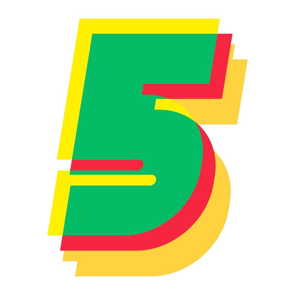 5 number 3d style colorful modern typography vector
