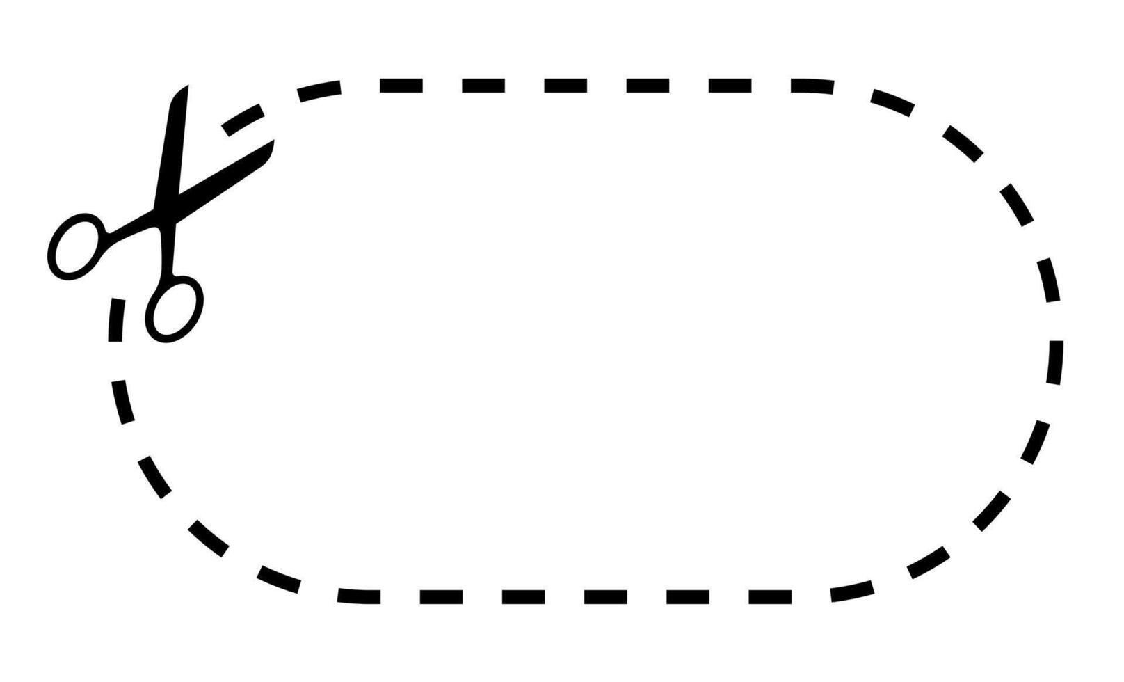 Scissors cutting through dashed line form vector