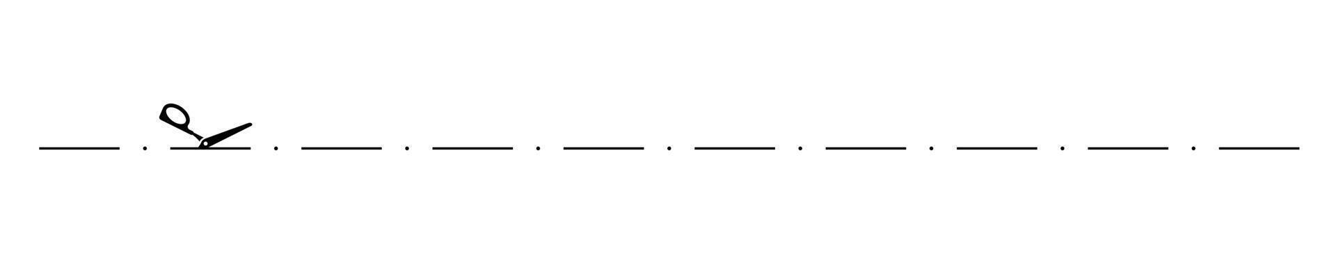 Scissors cutting through dashed line vector