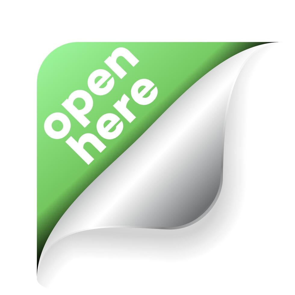 OPEN HERE special tag on box vector