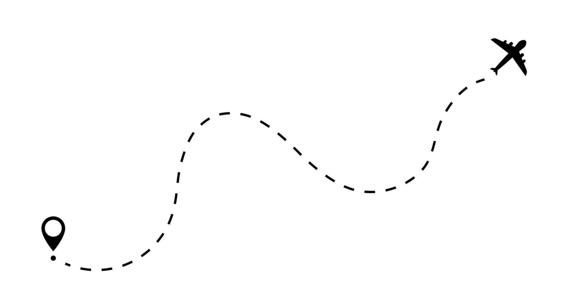 Airplane Dashed Line Path Black and Color Versions vector