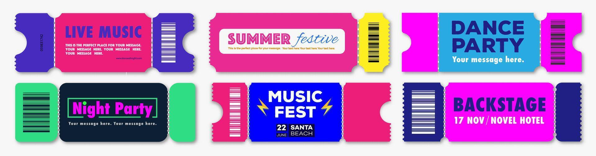 Discount coupon or voucher set wit barcode vector
