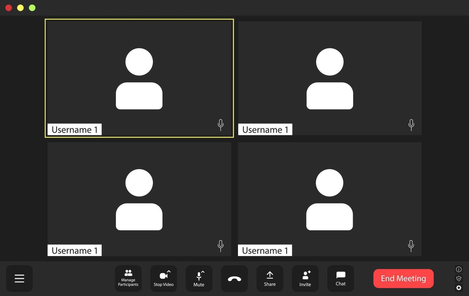 conference user interface, conference calls window overlay. vector